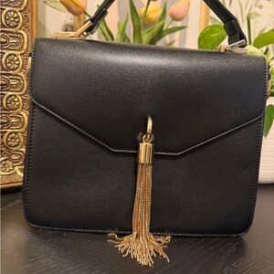 Dune London Black Shoulder Bag with Gold Tassel